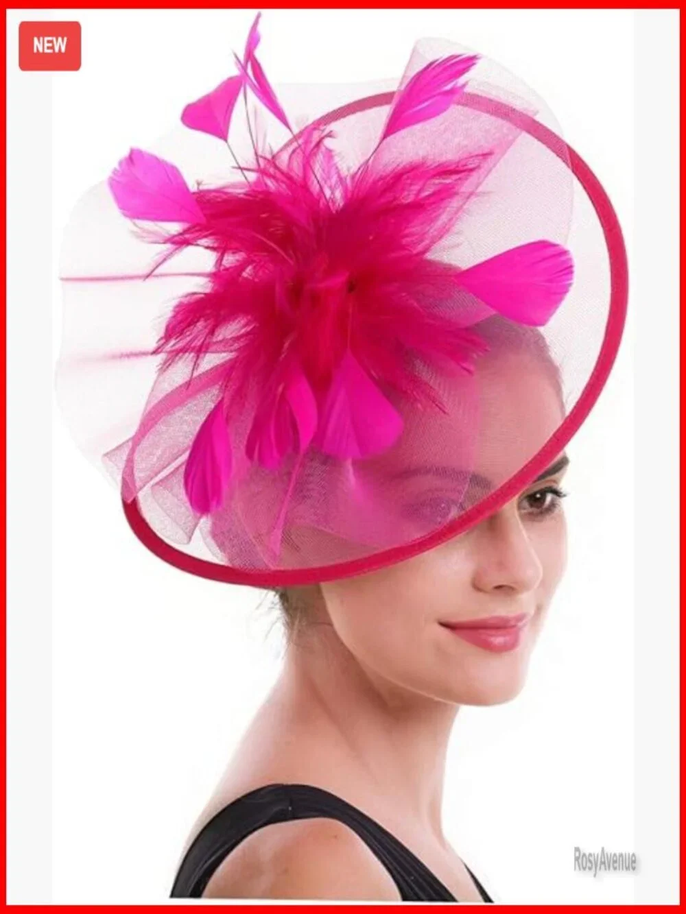 Feather Fascinator Hat with Veil and Flower Clip for Tea Party Derby